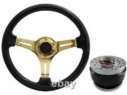 Black Gold TS Steering Wheel + Quick Release boss for NISSAN