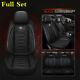 Black Leather Full Set Car Seat Cover Cushion Breathable Durable Protector Pad