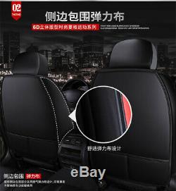 Black Leather Full Set Car Seat Cover Cushion Breathable Durable Protector Pad