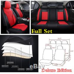 Black/Red Luxury Leather Car Seat Cuovers Pillows Set For Interior Accessories