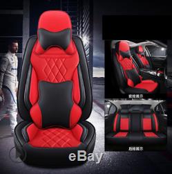 Black/Red Luxury Leather Car Seat Cuovers Pillows Set For Interior Accessories