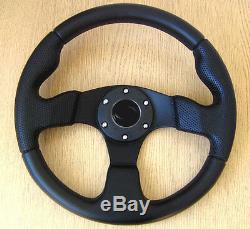 Black Sports Steering Wheel 320mm in PU Leather Imitation