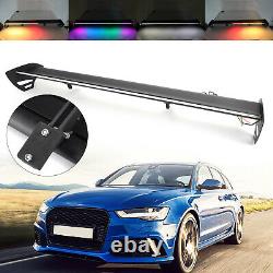 Black Universal Hatch Aluminum Rear Trunk Wing Racing Spoiler With LED Light B2