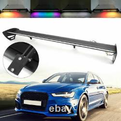Black Universal Hatch Aluminum Rear Trunk Wing Racing Spoiler With LED Light T3