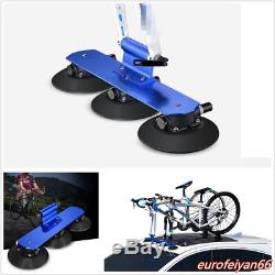 Blue Aluminum Alloy Car Truck Suction Roof-Top Mount Bicycle Holder Carrier Rack