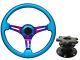 Blue Neo Chrome TS Steering Wheel + Quick Release boss 42BK for NISSAN