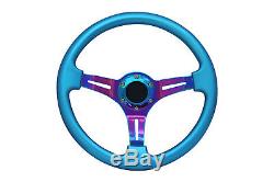 Blue Neo Chrome TS Steering Wheel + Quick Release boss 42BK for NISSAN