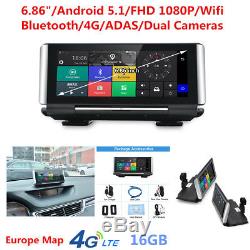 Bluetooth WI-FI 4G Android 5.0 2 lens Driving Recorder GPS Nav+Free Europe Map