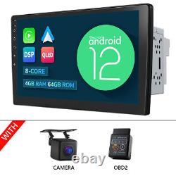 CAM+OBD+Double 2 DIN 8Core Android 12 Car Stereo 10.1 GPS FM Radio CarPlay DAB+