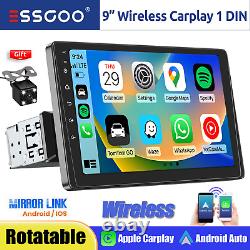 +Camera Single 1 DIN Wireless Apple CarPlay/Android Auto Car Stereo HD FM-Radio