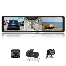 Car 3 Camera Recorder Dash Cam Rear View Mirror Video Touch Screen Night Vision