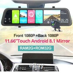 Car DVR 11.66'' HD Rearview Mirror Dash Cam Recorder Rear Camera GPS Navi ADAS
