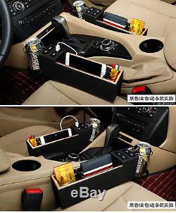 Car Seat Side Drop Catcher Gap Filler Organizer Caddy Storage PU Leather Black