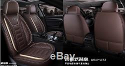 Coffee Color PU Leather 5-Seat Car Seat Cover 6D Full Surrounded Seat Cushions
