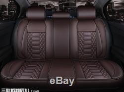Coffee Color PU Leather Full Surround Car Seat Cover Cushion Set For 5-Seat Car