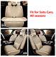 Creamy White Wearproof PU Leather Seat Covers Neck Pillow M for Car All Seasons