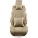Deluxe Breathe PU leather Car Seat Cover Full Front+Rear Cushion 5-Seat WithPillow
