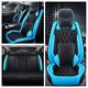 Deluxe Edition Black/Blue Leather Car Full Set Seat Cover Cushions Accessories