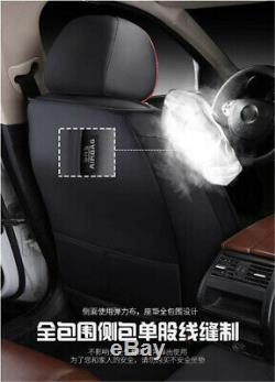 Deluxe Edition Black PU Leather 6D Surround Car Seat Cover Full Set Cushion Pad