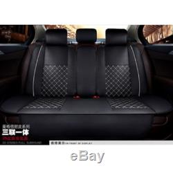 Deluxe Edition Black PU Leather Car Seat Covers Front+Rear withNeck Lumbar Pillows