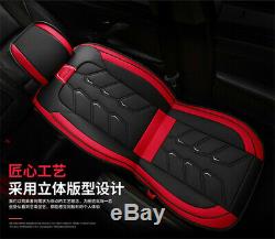 Deluxe Edition Black/Red Full Set Car Seat Cover Leather Seat Cushion Protectors