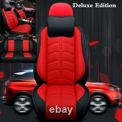 Deluxe Edition Red PU Leather Full Surround Set Car Seat Cover Seat Cushion Pad