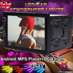Double 2Din Android Car MP5 Player USB Radio Stereo with LED RGB Strip Light