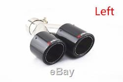 Dual Pipe Carbon Fiber Right+Left Exhaust Pipe Tail Muffler Tip 63mm In 89mm Out