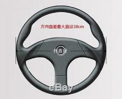 Durable 38cm Black Carbon fiber Leather Car Steering Wheel Cover All Seasons