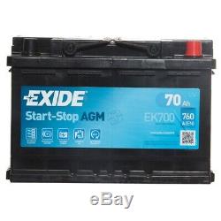 EK700 AGM 096 Car Battery 3 Years Warranty 70Ah 760cca 12V Electrical By Exide