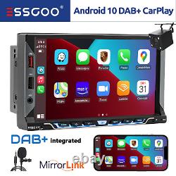 ESSGOO 7 Double 2 DIN Android 10 DAB+ Carplay Car Stereo WIFI GPS FM Camera MIC