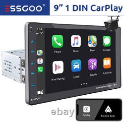 ESSGOO Single 1 DIN 9 Car Stereo /w Carplay Android Auto Radio Bluetooth Camera