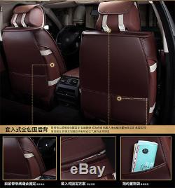 Fashion Luxury Black Orange Linen+PU Full Set Seat Cover 5 Seats car-styling
