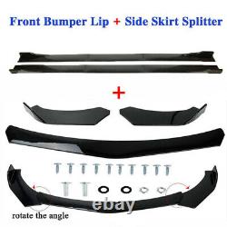Glossy Black Car Front Bumper Lip Spoiler + 78.7 Side Skirt Splitter Universal