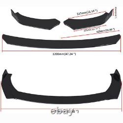 Glossy Black Car Front Bumper Lip Spoiler +78.7 Side Skirt Splitter Universal