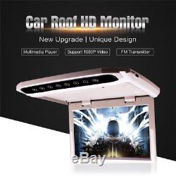 HD 12.1 Inch Car Roof Overhead Flip Down LED Monitor SD USB HDMI TF FM Gray