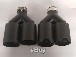 Left + Right Side 63mm-89MM Full Matte Carbon Fiber Exhaust Dual TWIN End Tips