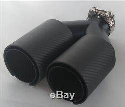 Left + Right Side 63mm-89MM Full Matte Carbon Fiber Exhaust Dual TWIN End Tips
