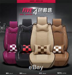 Linen Material Lattice Car Full Front+Rear Seat Cover Cushions Pad Car-styling