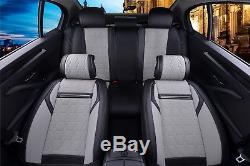 Lux Grey Black PU Leather Full set Seat Covers For Nissan Navara Qashqai Juke