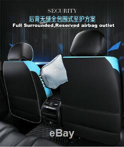 Luxury PU Leather Mat Four Seasons Full Car Seat Cover Cushion Pad Set Red/Black