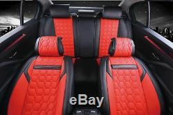 Luxury Red Black PU Leather Full set Seat Covers For Nissan Navara Qashqai Juke
