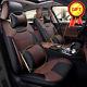 Mircrofiber Leather Seat Covers L Size 5-Seat Car Front+Rear Set Black&Coffee