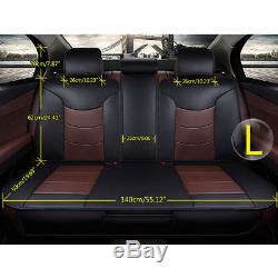 Mircrofiber Leather Seat Covers L Size 5-Seat Car Front+Rear Set Black&Coffee