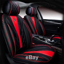 New 5 Seat Car SUV Cushion Black Red 6D Microfiber Leather Seat Covers