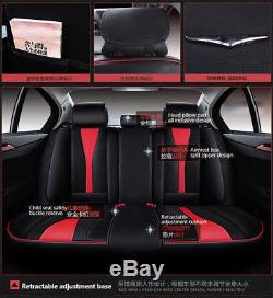 New 5 Seat Car SUV Cushion Black Red 6D Microfiber Leather Seat Covers
