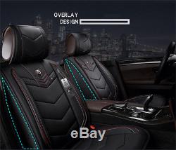 New Luxury Microfiber Leather Seat Covers Cushion Black Red Car Cushion Full Set