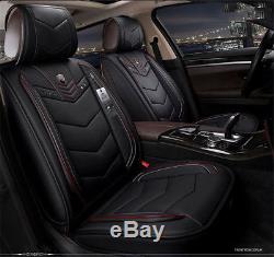 New Luxury Microfiber Leather Seat Covers Cushion Black Red Car Cushion Full Set
