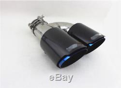 Pair Glossy 100% Real Carbon Fiber Left+Right Exhaust Pipe Tail Muffler Tip Blue