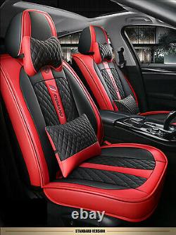 Red/Black PU Leather Car Seat Covers Cushion Protector Universal 5-Sits Full Set